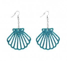 Blue Glitter Shell Earrings