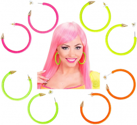 Hoop earrings in various neon colors