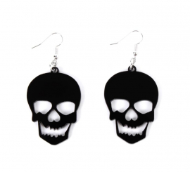 Black Smiling Skull Earrings