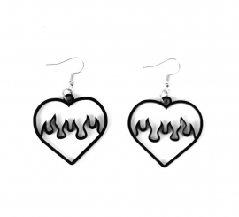 Black Hearts on Fire Earrings