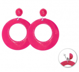 Flamenco Earrings Medium fuchsia hoop 6 cm