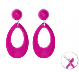 8 cm fuchsia Oval Flamenco Earrings