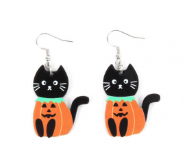 Cute Pumpkin Cat Earrings