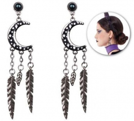 Half Moon Earrings with Feathers