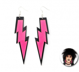 80s Pink Lightning Bolt Earrings