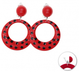 Petites boucles d'oreilles Sevillana rouges à pois noirs, 6 cm