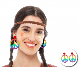 Hippie Peace Rainbow Earrings 6x7.5 cm