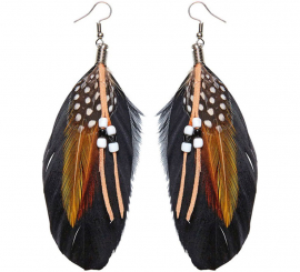 Indian Earrings with Feathers and Pearls