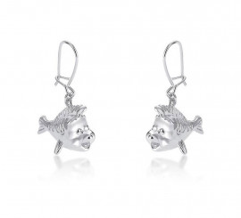 Flounder The Little Mermaid Hoop White Gold Earrings