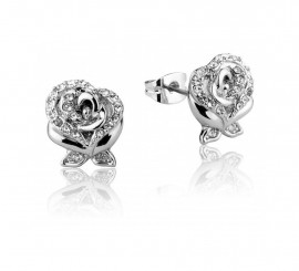 White gold Beauty and the Beast Enchanted Rose earrings