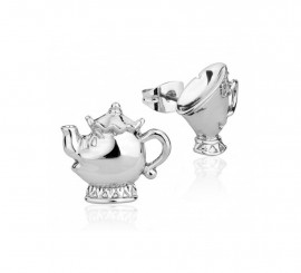 Mrs. Potts and Chip Disney white gold earrings