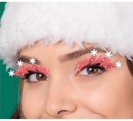 Salmon-colored lashes with snowflakes