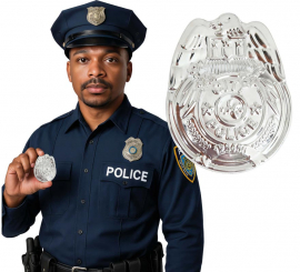 Placa Policía de Metal de 7 cm