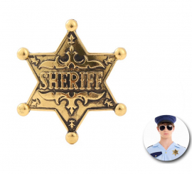 Placa Sheriff de metal dorado