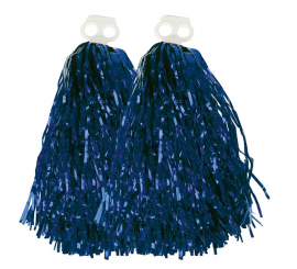 Pair of large blue glitter pompoms