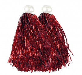 Large Red Cheerleader Pom Pom with Finger Handle