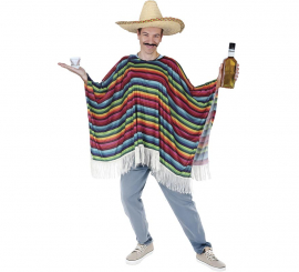 Multicolor Mexican Poncho for adults
