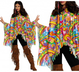 Adult multicolor hippie poncho