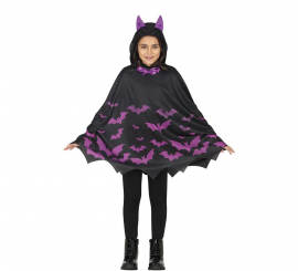 Poncho roxo de morcego para crianças