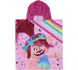 Poncho de toalha rosa papoula Trolls 115x50 cm