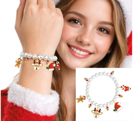 Pulsera blanca con Colgantes Navideños