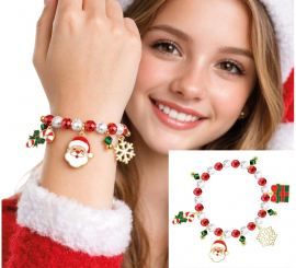 Pulsera roja y blanca con Colgantes de Papá Noel