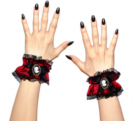Red Gothic Cuffs with Bow