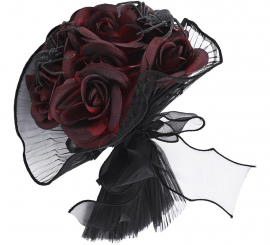 Burgundy Roses Bouquet with Spiders