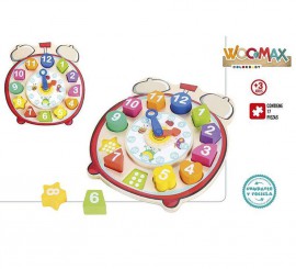 Reloj con Actividades de Madera con 17 Piezas de Woomax