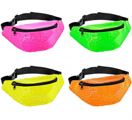 Sequin fanny pack in various neon colors