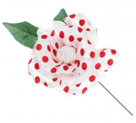 Sevillana rose or white Chulapa with red polka dots and a 15 cm rod