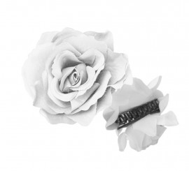 Grande Rose Flamenco blanche avec pince de 15 cm