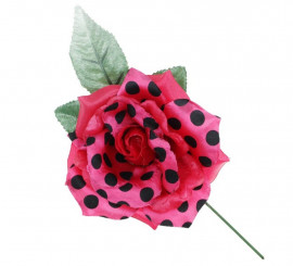 Grande rosa flamenca fucsia con pois neri, 15 cm