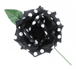 Rosa Flamenca grande negra con topos blancos de 15 cm