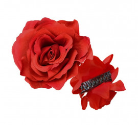 Large red Flamenco Rose with 15 cm clip