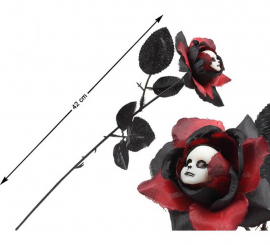 Rote und Schwarze Rose 42 cm mit Geistergesicht