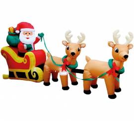 Santa Claus con Trineo de Renos Hinchable con LED de 110 cm