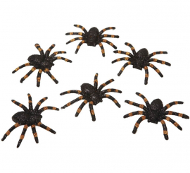 Set of 6 Shiny Spiders of 6x7 cm