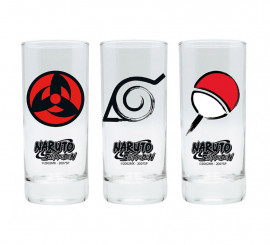Conjunto de três copos de cristal Naruto