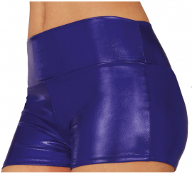 Women's short blue metallic shorts