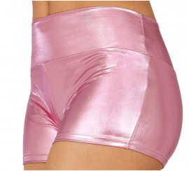 Women's short pink metallic shorts