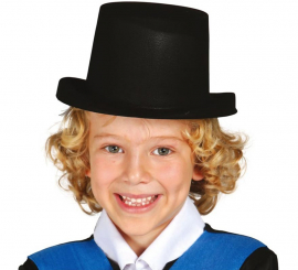 Black flocked top hat for children