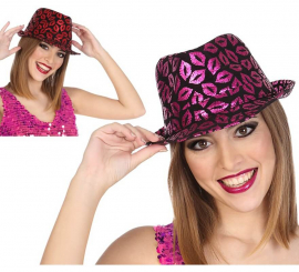 Hat with Lips print in 2 assorted colors