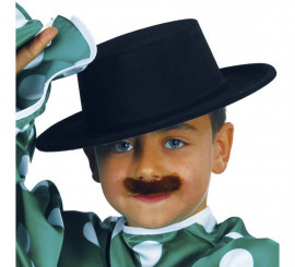 Sombrero Cordobés flocado negro de niños