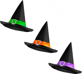 Witch Hat with Band and Buckle in Various Colors