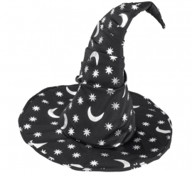Sombrero de Bruja o Mago con Luna y Estrellas adulto