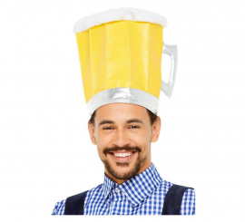 Yellow Oktoberfest Beer Hat with Handle