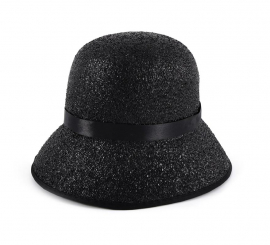 Adult black shiny 1920s hat