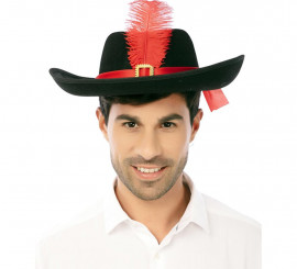 Adult black musketeer hat 39x33x10 cm