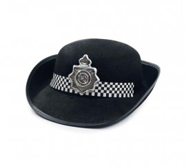 Black Police Hat with Felt Badge